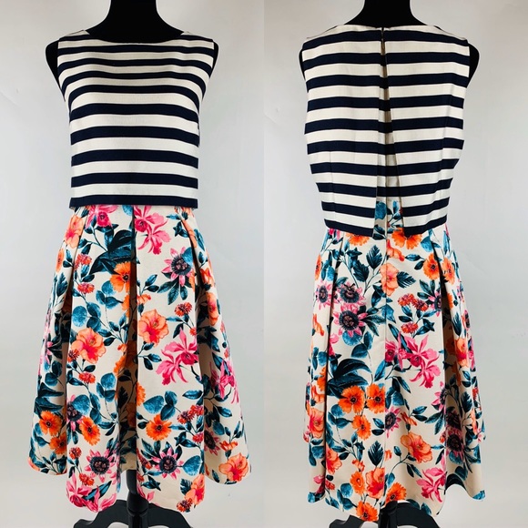 Eliza J Dresses & Skirts - Mixed Print Popover Fit & Flare Dress w/ Pockets